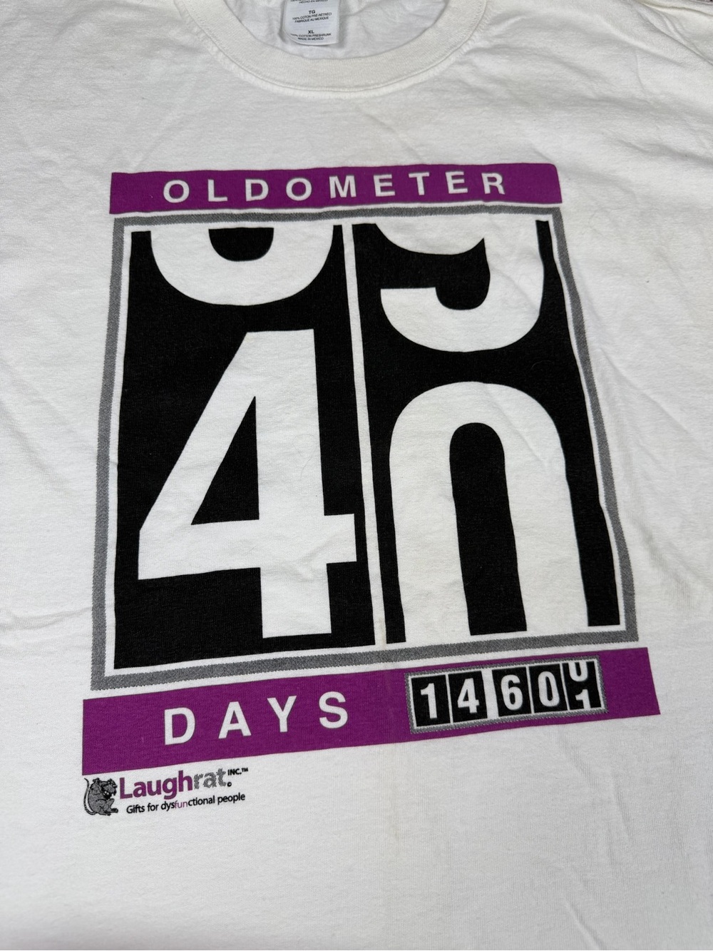 Gildan White Short-Sleeve Oldometer Graphic Tee with Black & Purple Accents - Picture 3 of 7
